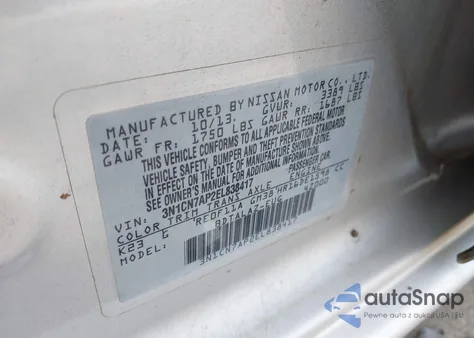 2014 Nissan Versa 1.6 S+ из США, поврежденный, VIN 3N1CN7AP2EL838417